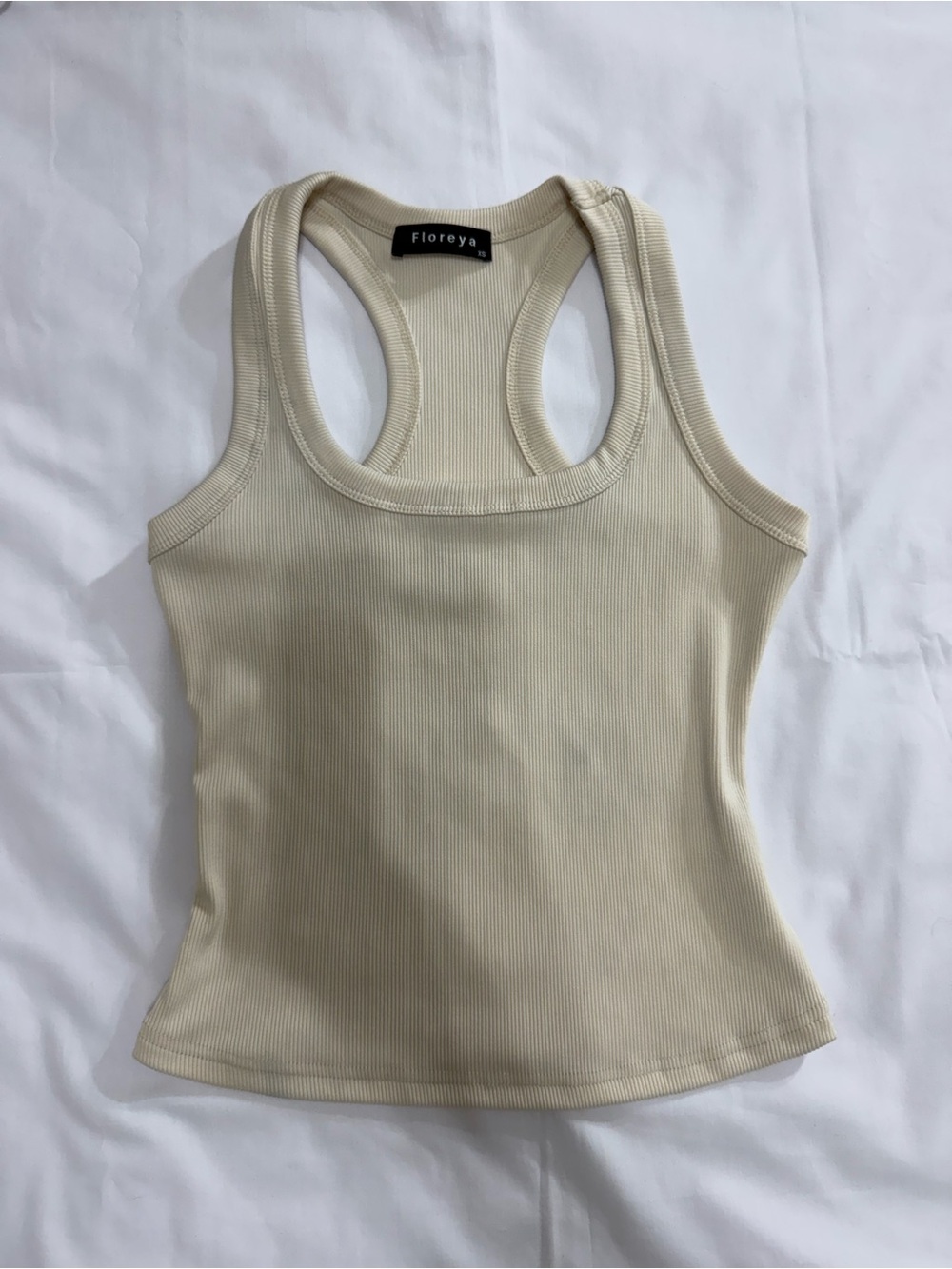 Floreya Women’s Size XS Cream Ribbed Racerback Tank Top